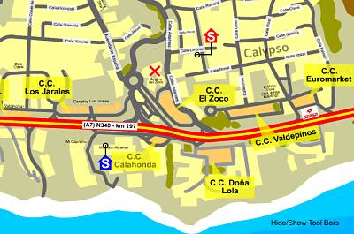 map showing location of Casablanca studio apartment in Calahonda