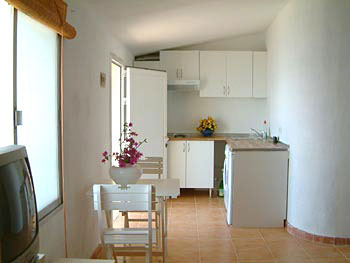 The kitchen area in Marbesa beach apartment