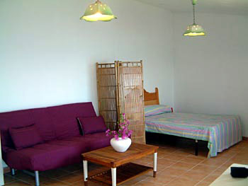 Sleeping area of Marbesa beach studio apartment
